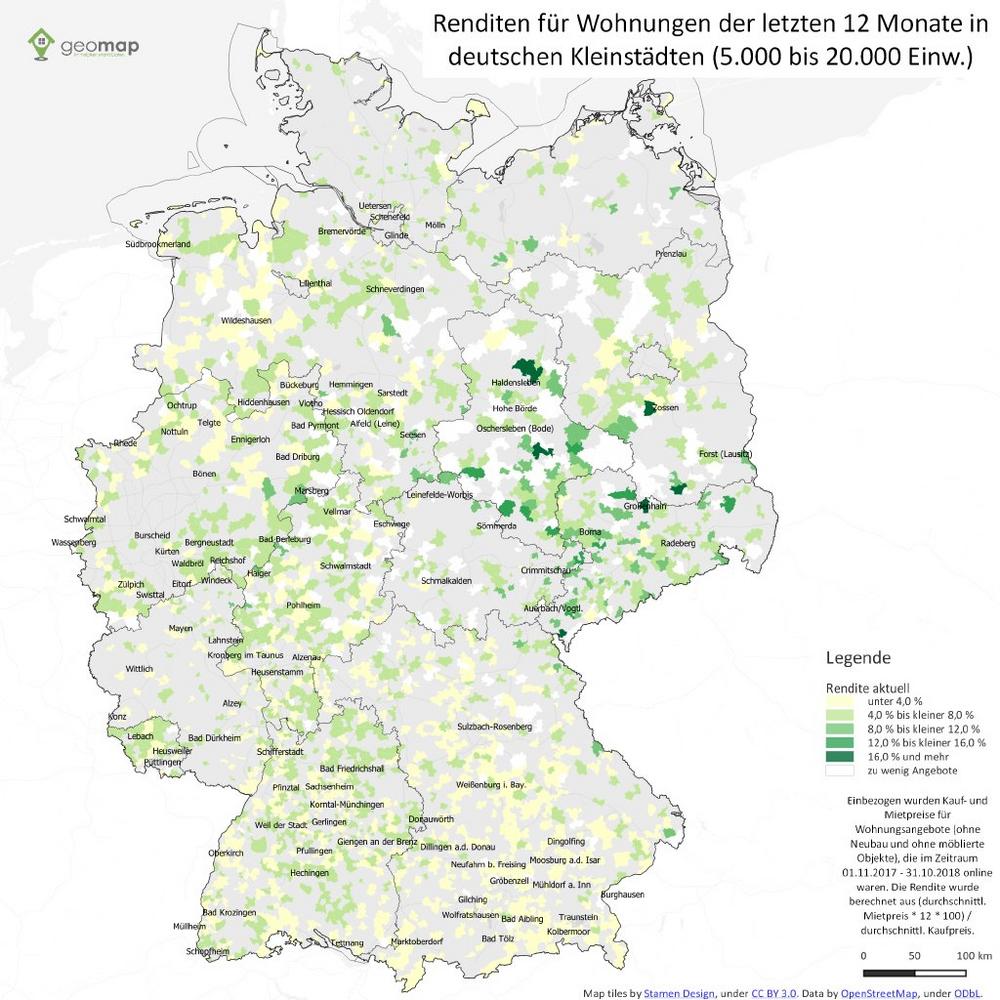 Kleinstädte: Hohe Renditen vorwiegend im Osten möglich