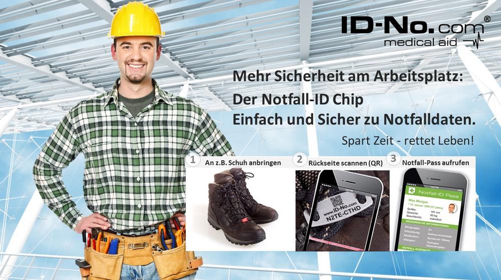 Mehr Sicherheit im Berufsalltag mit ID-No.com: Bei Unfall am Arbeitsplatz sofort Notfall-Informationen abrufen