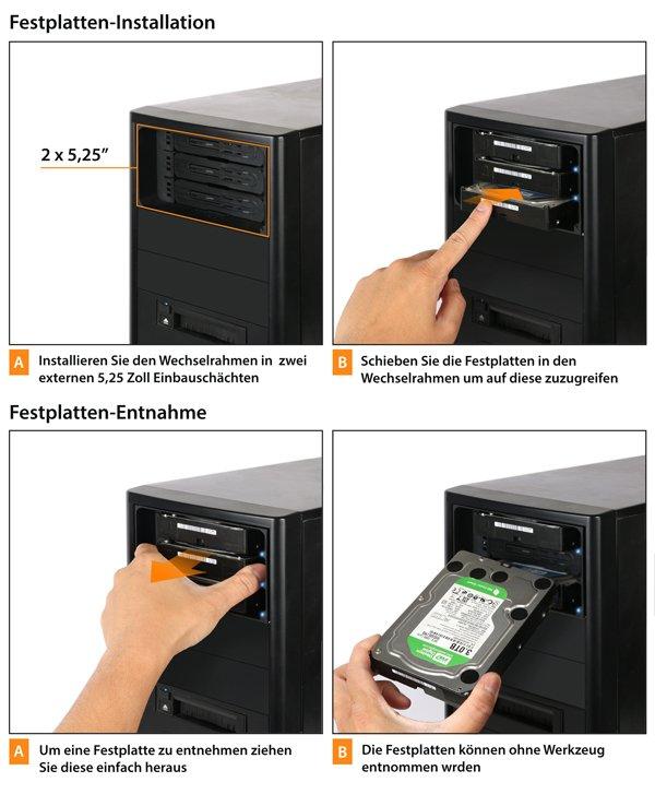 ICY DOCK flexiDOCK MB830SP-B – Trägerloser 3x 3,5 Zoll SATA/SAS Festplatten-Wechselrahmen