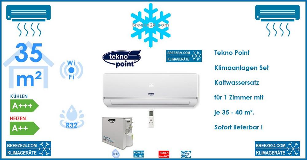 Tekno Point Set Wandgerät Eco Kaltwassersatz SKIV-12 + IDRA-E12H R32 Klimaanlage für 1 Zimmer mit 35 – 40 m²