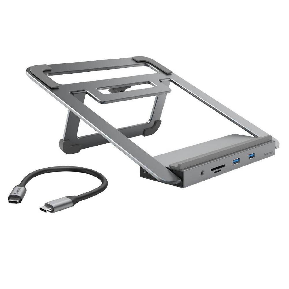 12in1-USB-C-Docking-Station mit Notebook-Stand