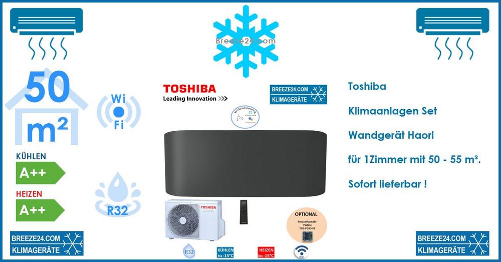 Toshiba Klimaanlage Wandgerät Haori RAS-B16N4KVRG-E + RAS-16J2AVSG-E1 R32 für 1 Zimmer mit 50 – 55 m²