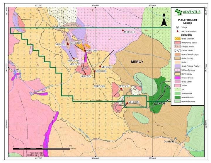 ADVENTUS und SALAZAR geben die restlichen Bohrlochergebnisse des PIJILI-Projekts bekannt, die durch 18,55 Meter mit 0,99 % Kupfer, 0,25 g/t Gold, 0,03 % Molibdän, 189,8 g/t Silber und 0,23 % Wolfram hervorgehoben werden