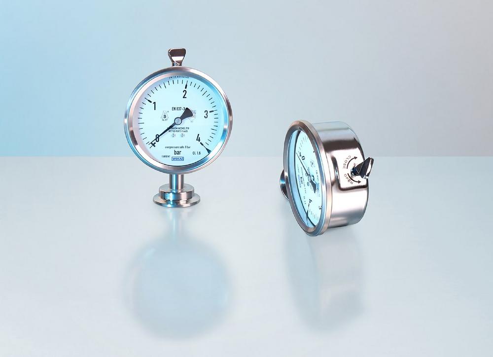 Hygienic diaphragm pressure gauge: IP68 for cleaning with highly aggressive media