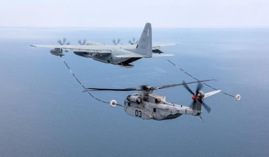 Heavy transport helicopter for long-haul operations: CH-53K masters the art of inflight refuelling with KC-130J