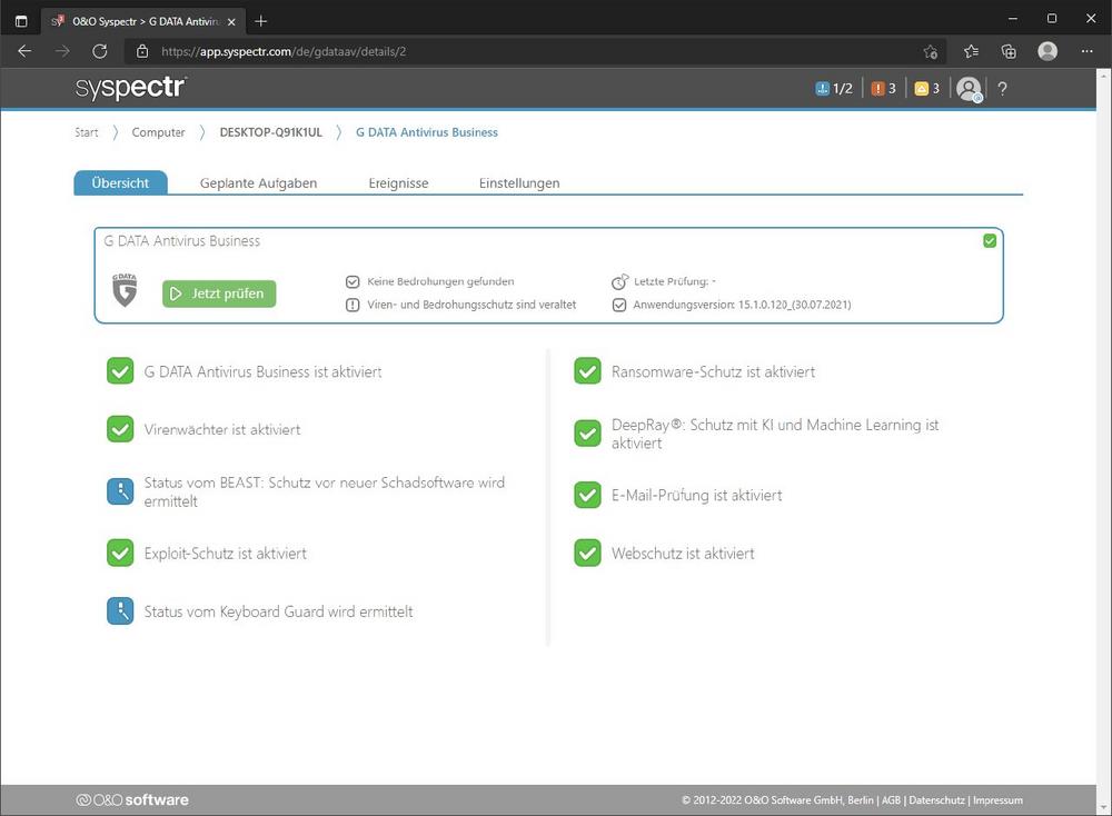 G DATA Antivirus Business zuverlässig und einfach mit O&O Syspectr verwalten