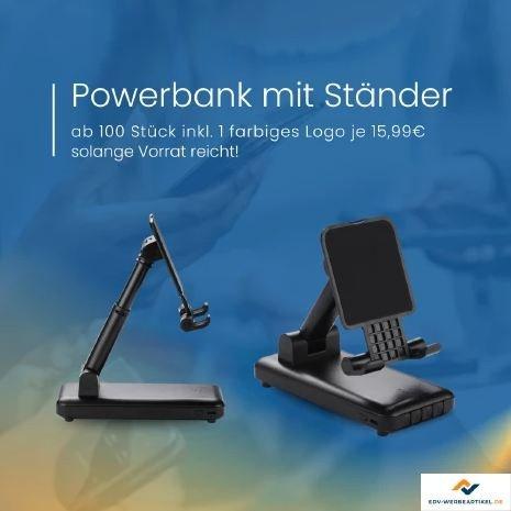 Ein hochwertiges Give-away: Powerbanks mit Logo oder als Sonderanfertigung von EDV-Werbeartikel.