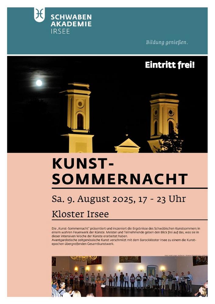 Schwabenakademie: Einladung zur 37. Kunst-Sommernacht in Kloster Irsee