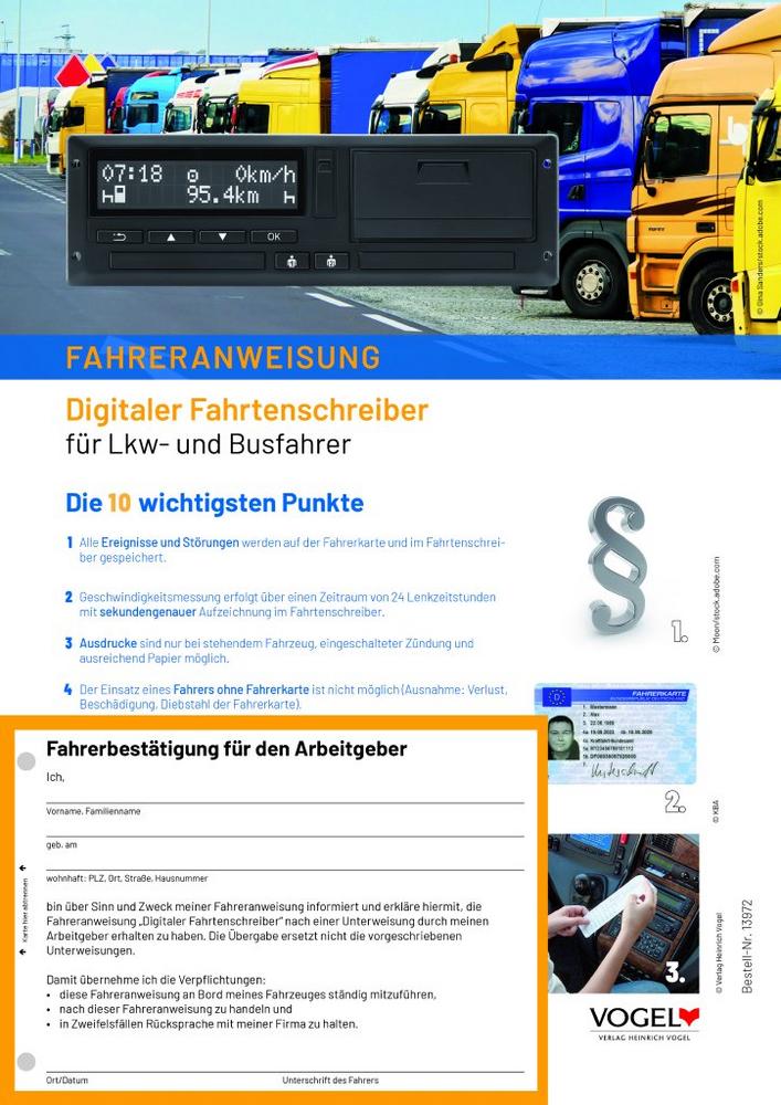 Neue Auflage: Fahreranweisung Digitaler Fahrtenschreiber für Lkw- und Busfahrer:innen
