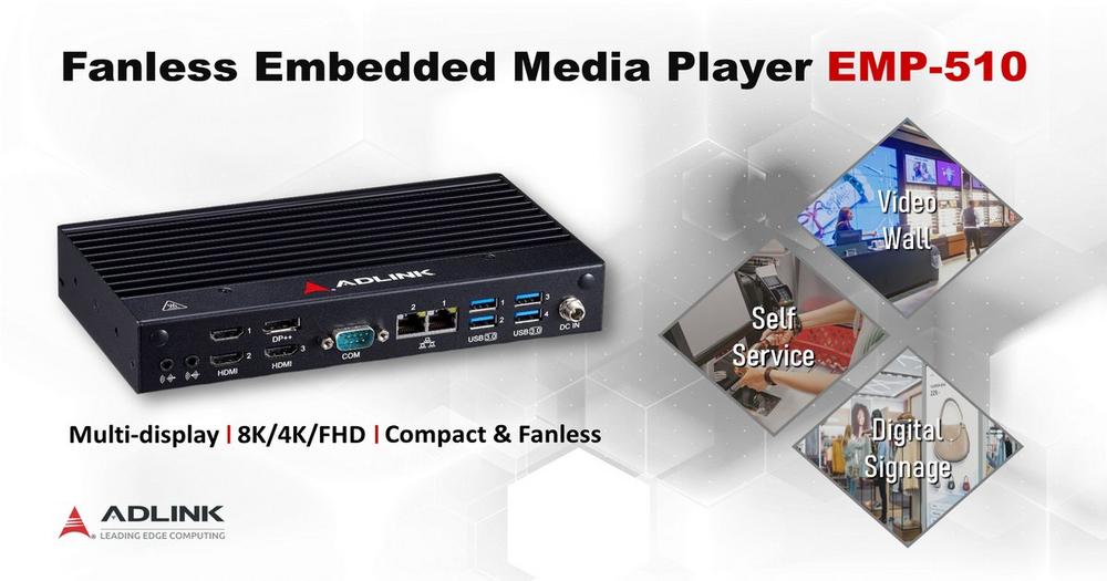 ADLINK Launches All New Fanless Embedded Media Player EMP-510 with Intel® Processor as Smart Retail Solution