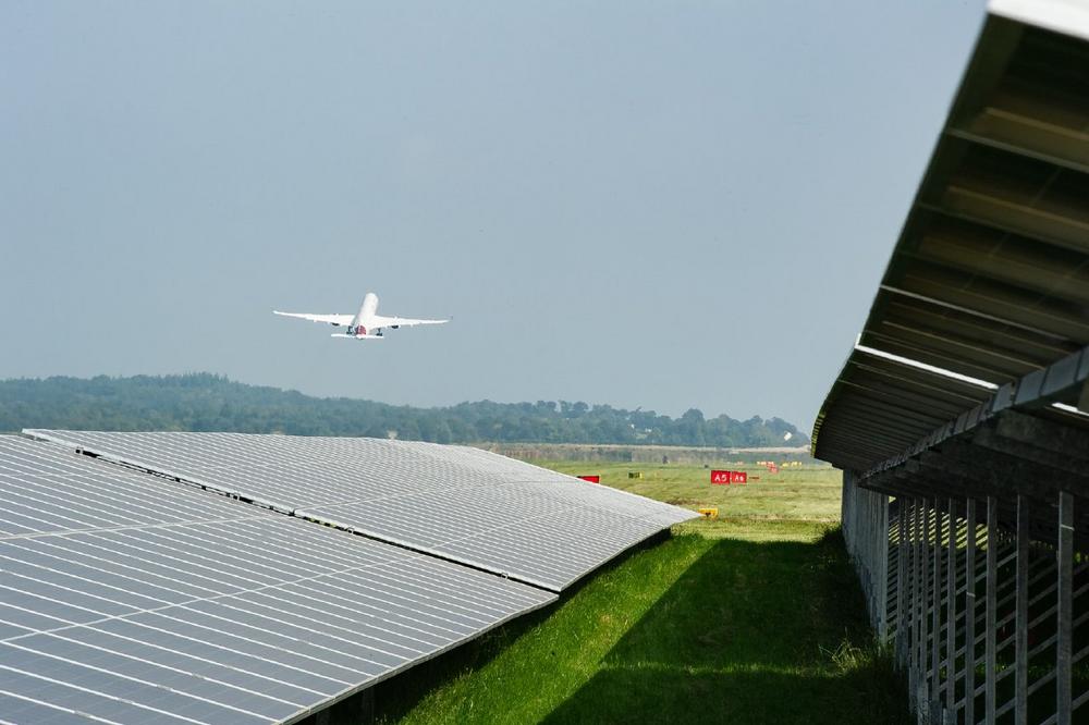 Solar power shining on Edinburgh Airport