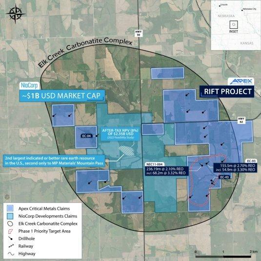 Apex erwirbt weitere Seltenerdmetallrechte und konsolidiert vorrangiges Zielgebiet auf dem Projekt Elk Creek Rift in Nebraska