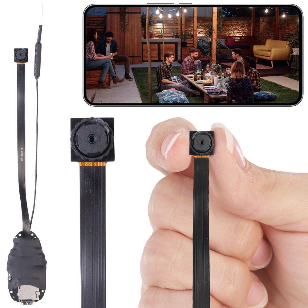 Somikon 2K-Micro-Einbaukamera DV-340.mini mit Bewegungserkennung, Mikrofon, WLAN, App