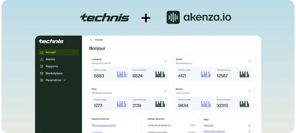 Technis accélère le déploiement mondial de ses solutions Smart Space grâce à la plateforme IoT akenza