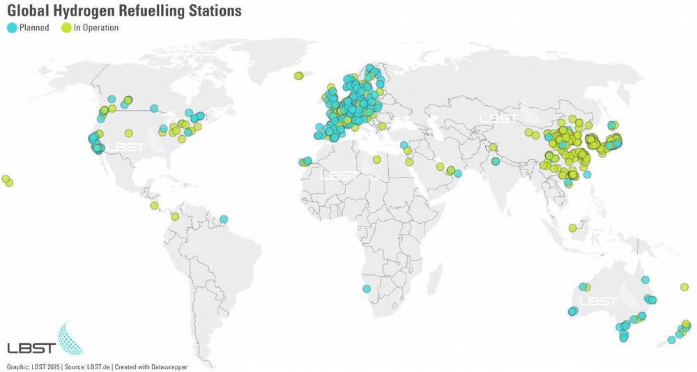 Milestone reached: over 1,000 hydrogen refuelling stations in operation worldwide in 2024