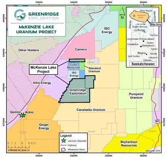 Greenridge Exploration ermittelt Uranziele auf Grundlage der elektromagnetischen Flugmessung über dem Uranprojekt McKenzie Lake in Nord-Saskatchewan