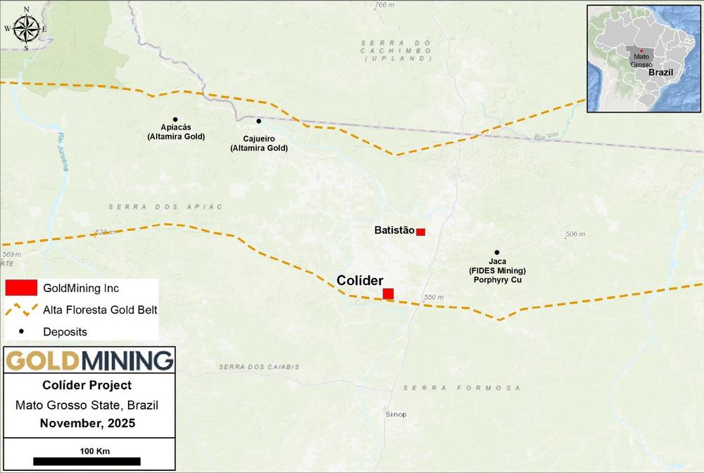 GoldMining Expands Portfolio of Active Exploration Assets in Brazil, New ‘Colíder’ Exploration Concession Granted in Mato Grosso State