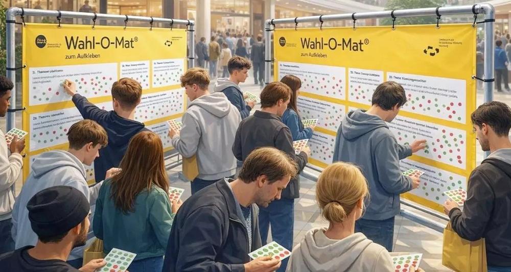 „Wahl-O-Mat zum Aufkleben“ tourt durch sechs Städte in Baden-Württemberg