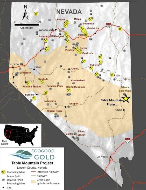 Toogood unterzeichnet verbindliche Absichtserklärung hinsichtlich des Erwerbs des Projekts Table Mountain, einem unbebohrten epithermalen Gold-Silber-System mit geringer Sulfidation in Distriktgröße in Nevada