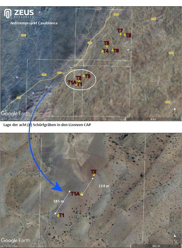Hervorragende Antimonergebnisse, darunter 2 m mit 22,69 % Sb, bestätigen das Potenzial für hohe Gehalte und Größe in Casablanca