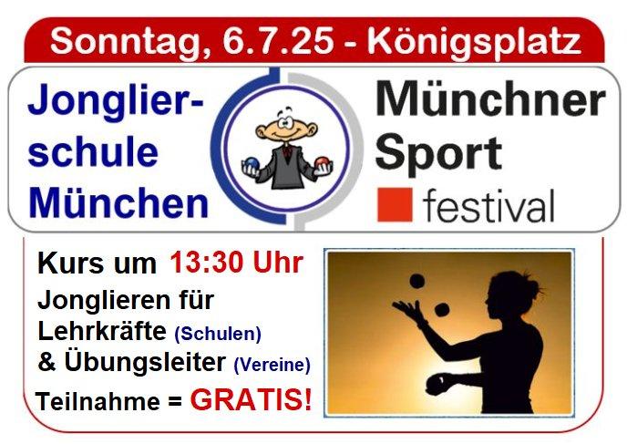 GRATIS-Jonglierkurs beim Münchner Sportfestival am 6. Juli für Lehrkräfte/Trainer aus Schulen/Sportvereine