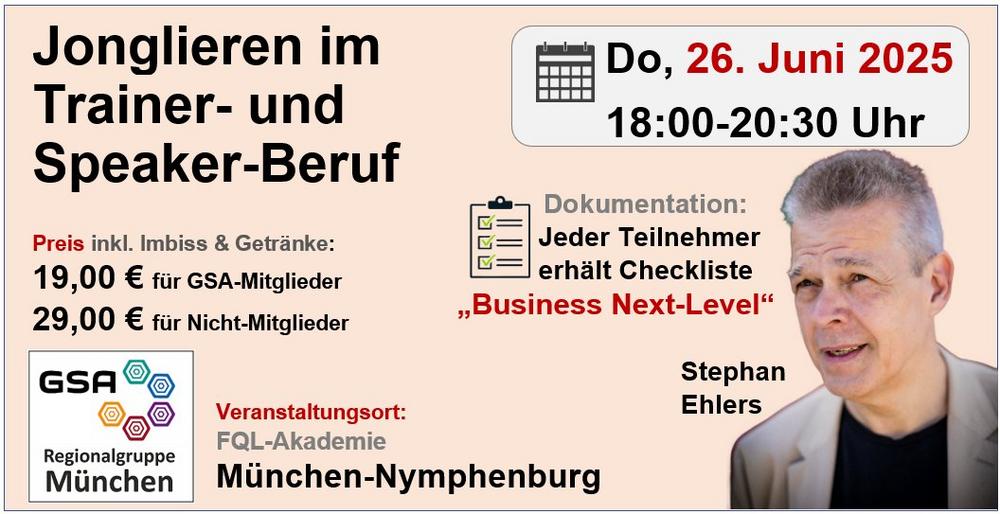 Wertvoller Info-Abend für Coaches, Trainer und Redner am 26.06.2025 um 18 Uhr in München