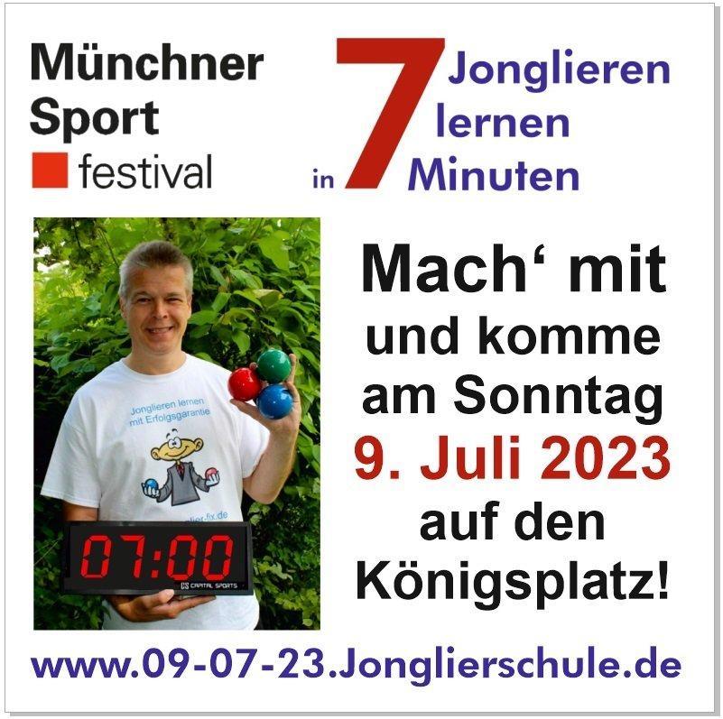 Die Stadt München und die Jonglierschule München verschenken Jonglierball-Sets am 9. Juli auf dem Königsplatz