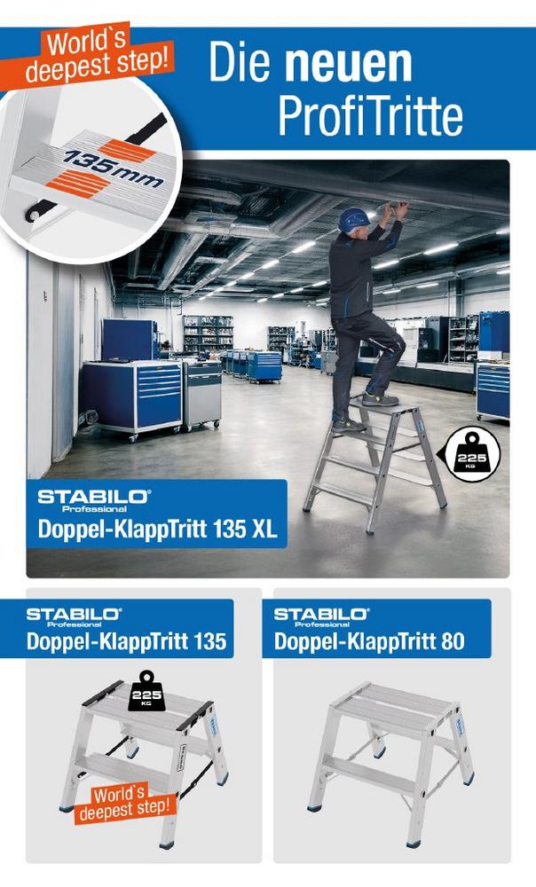 Neue STABILO Doppel-KlappTritte im KRAUSE-Sortiment – Breite Standflächen, hohe Belastbarkeit, klarer Praxisnutzen