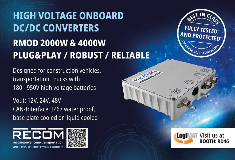 RECOM RMOD Power Converters for Electric and Hybrid Transportation