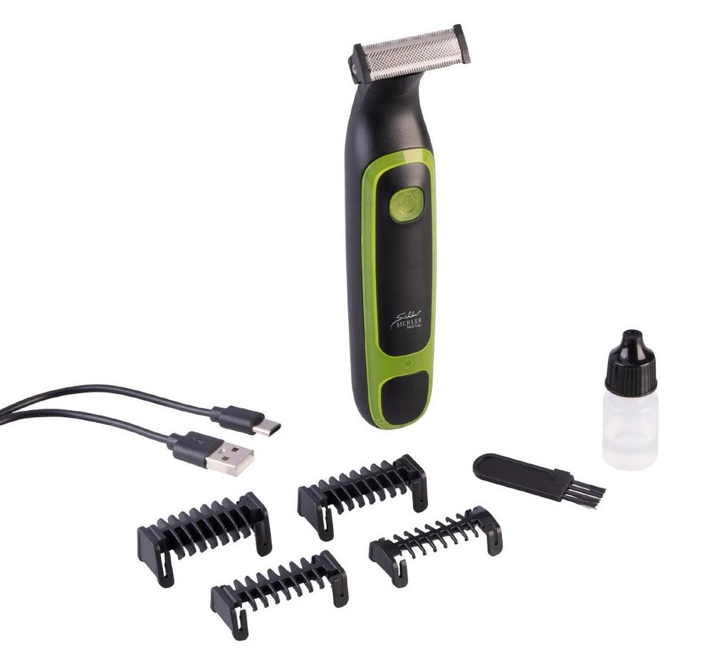 Sichler Men’s Care Akku-Rasierer und -Trimmer SP-8005 mit 4 Kammaufsätzen, 500 mAh, USB