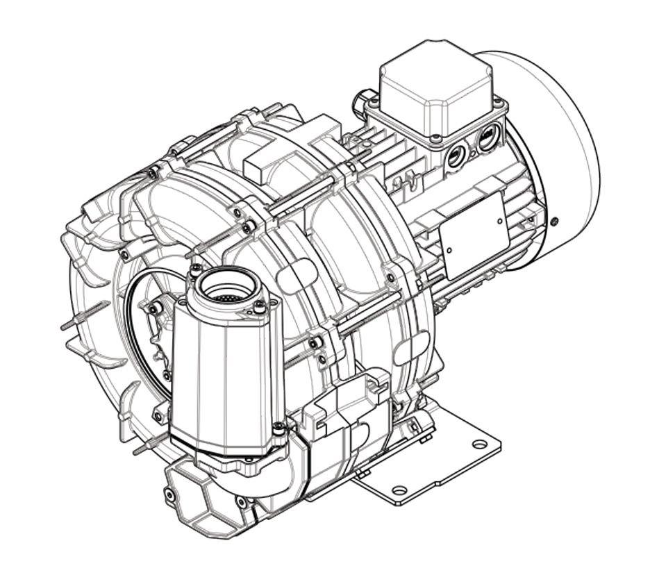 Seitenkanalverdichter – FPZ E04 TD mit 2,2 kW | 141 m³/h -275 mbar +400 mbar