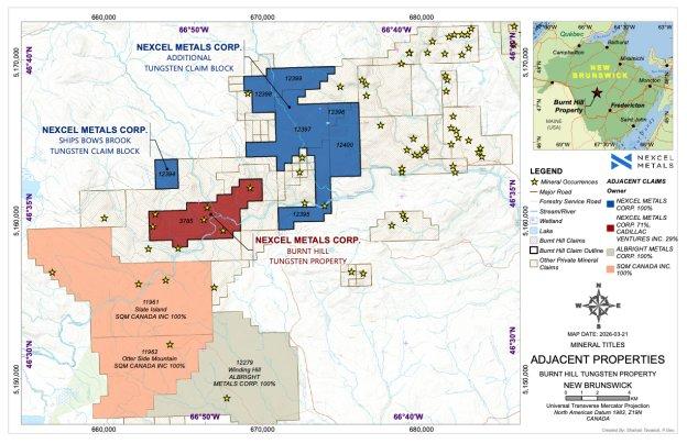Nexcel Metals beginnt mit luftgestützten geophysikalischen Untersuchungen auf dem Wolframprojekt Burnt Hill in New Brunswick