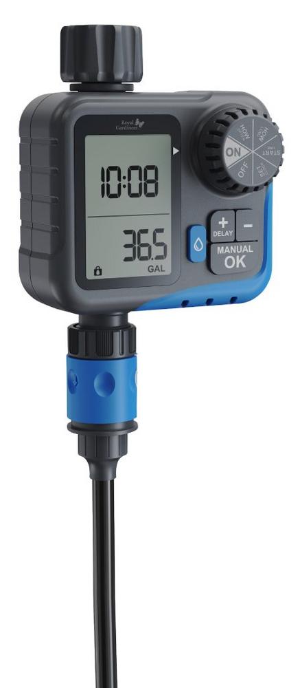 Royal Gardineer Digitaler 2in1-Bewässerungscomputer und -Wasserzähler BWC-640, 3/4″-Anschluss