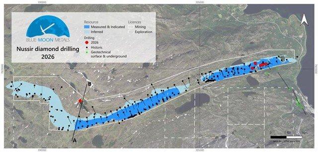 Blue Moon Announces Initial Deep Drilling Step-Out Results from Nussir, Supplemented with Increased Resource Confidence from Infill Drilling