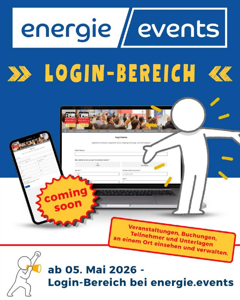 Neues Zeitalter bei energie.events – Login-Bereich freigeschaltet