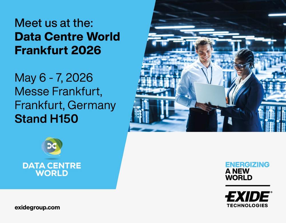 Exide Technologies präsentiert auf der Data Centre World Frankfurt neueste Energiespeicherlösungen für Rechenzentrumsanwendungen