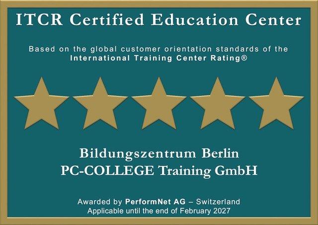 5 Sterne im ITCR-Rating: PC-COLLEGE erneut mit Höchstwertung ausgezeichnet