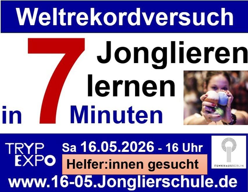 Helfer:innen für Jonglier-Weltrekordversuch am Samstag, 16. Mai in Berlin gesucht