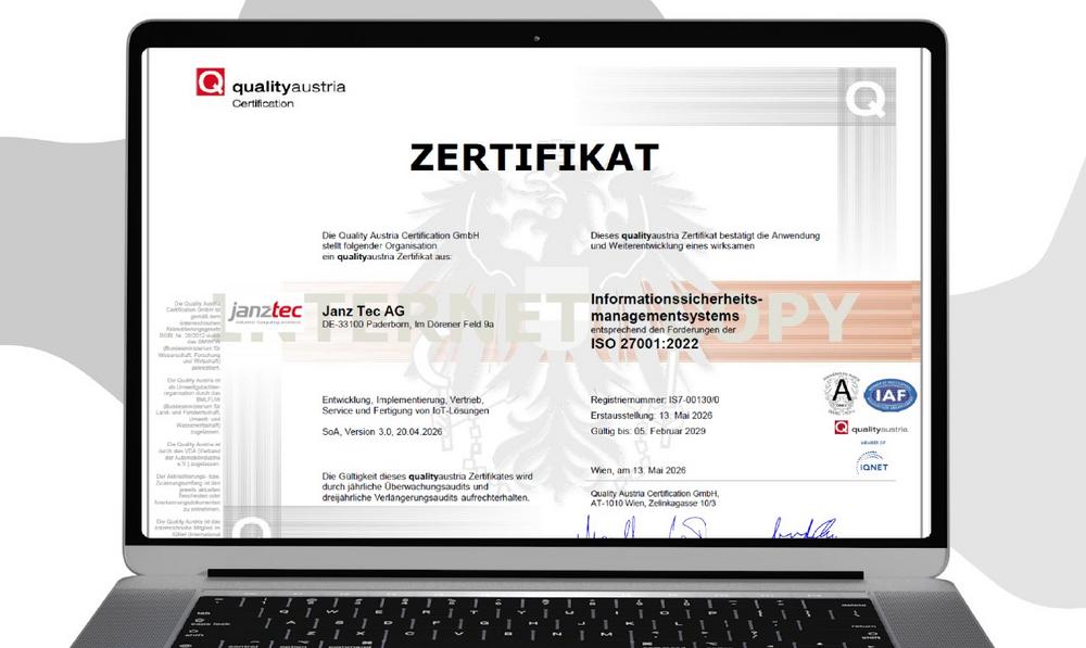 Janz Tec AG erhält Zertifizierung nach ISO 27001 und bestätigt hohe Standards in Qualität, Umwelt und Informationssicherheit