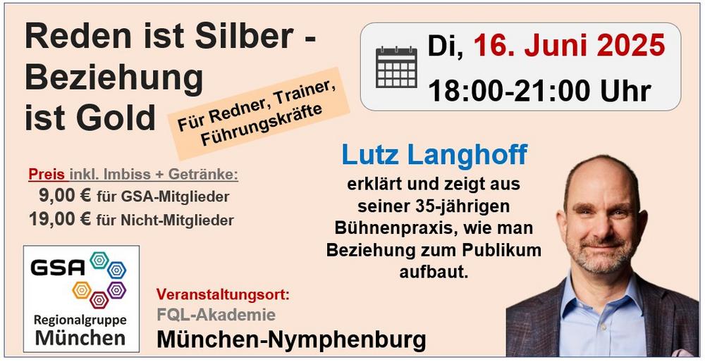Reden ist Silber – Beziehung ist Gold! 16.06. München – 18:30 Uhr