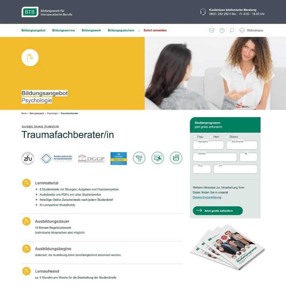 Neuer BTB-Fernlehrgang „Traumafachberater/in“ vermittelt praxisnahe Kompetenzen im Umgang mit traumatisierten Menschen