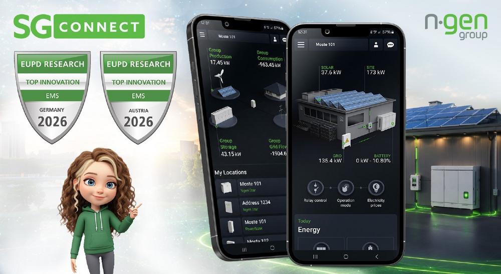 NGEN erhält den EUPD Research Top Innovation Award 2026 für seine Energiemanagement-Plattform SG Connect