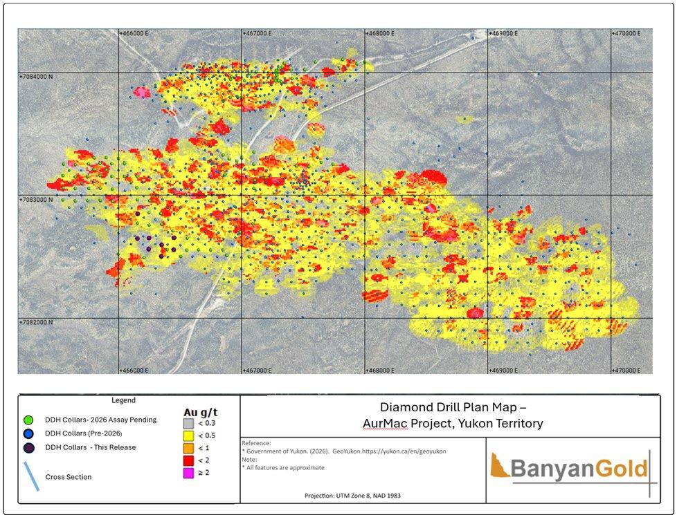 Banyan Gold Intersects 5.58g/t Au Over 21.7 m in New High-Grade Gold Zone at the Powerline Deposit, AurMac Project, Yukon, Canada