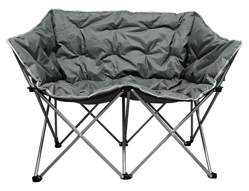 Semptec Klappbarer Doppel-Campingstuhl für 2 Personen, bis 300 kg, grau