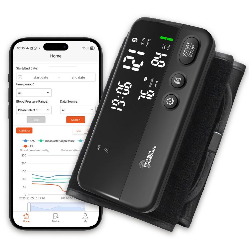 newgen medicals Oberarm-Blutdruckmessgerät OB-325, Bluetooth, App, bis 42 cm Oberarmumfang