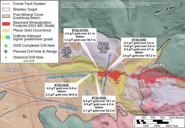 Bohrung in Zone Joss durchteuft 14,9 g/t Gold auf 5,9 Meter und erweitert die Tiefe der Mineralisierung um 240 Meter