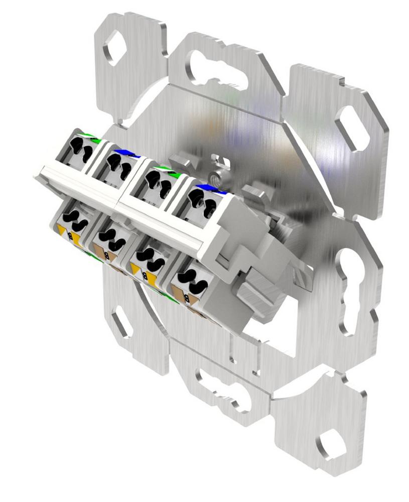 CobiNet revolutioniert mit der RJ45-TL®-Doppelbuchse , die sich so einfach wie eine Steckdose beschalten lässt, den Netzwerk-Markt
