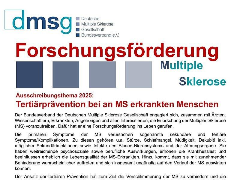Tertiärprävention bei an MS erkrankten Menschen