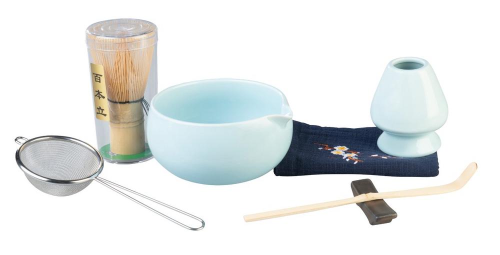 Rosenstein & Söhne 7-teiliges traditionelles Matcha-Tee-Set mit Bambusbesen