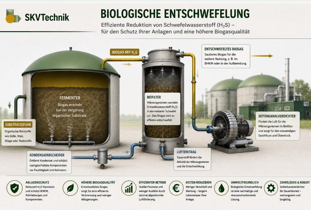 Biologische Entschwefelung in Biogasanlagen: Definierte Luftzufuhr als Prozesslösung